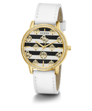 ECO-FRIENDLY GOLD AND WHITE LEATHER RECYCLED ULTRA SUEDE STRAP WATCH
