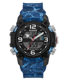GUESS Mens Blue Black Digital Watch