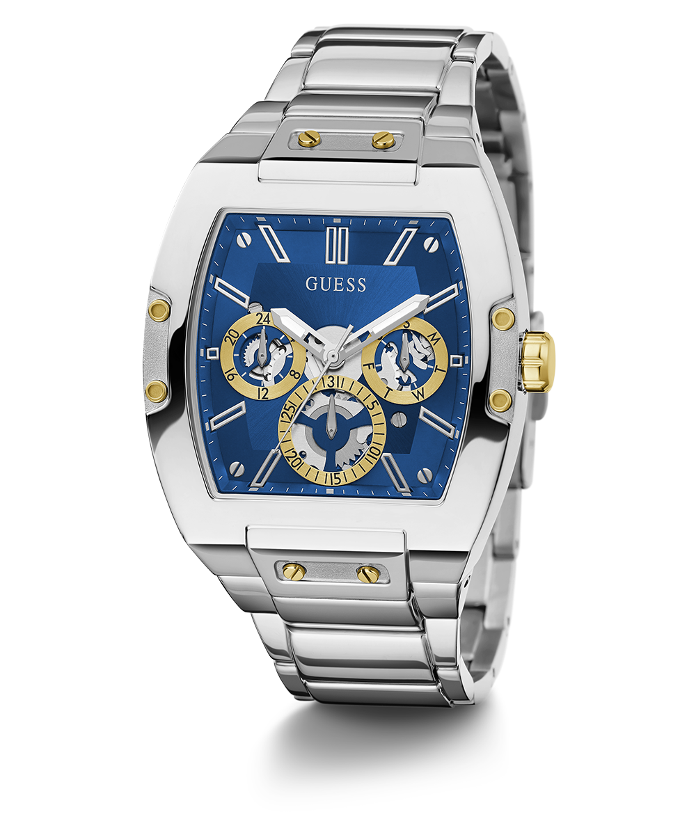 GUESS Mens Silver Tone Multi-function Watch