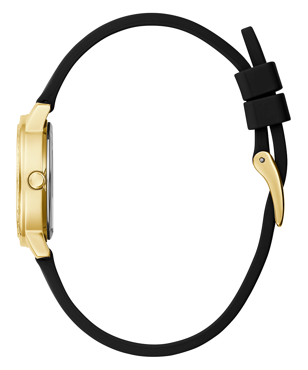 GUESS Ladies Black Gold Tone Analog Watch