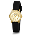 GUESS Ladies Black Gold Tone Analog Watch