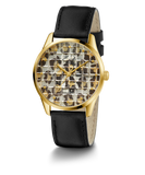 GUESS Ladies Black Gold Tone Analog Watch