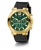 GUESS Mens Black Gold Tone Multi-function Watch