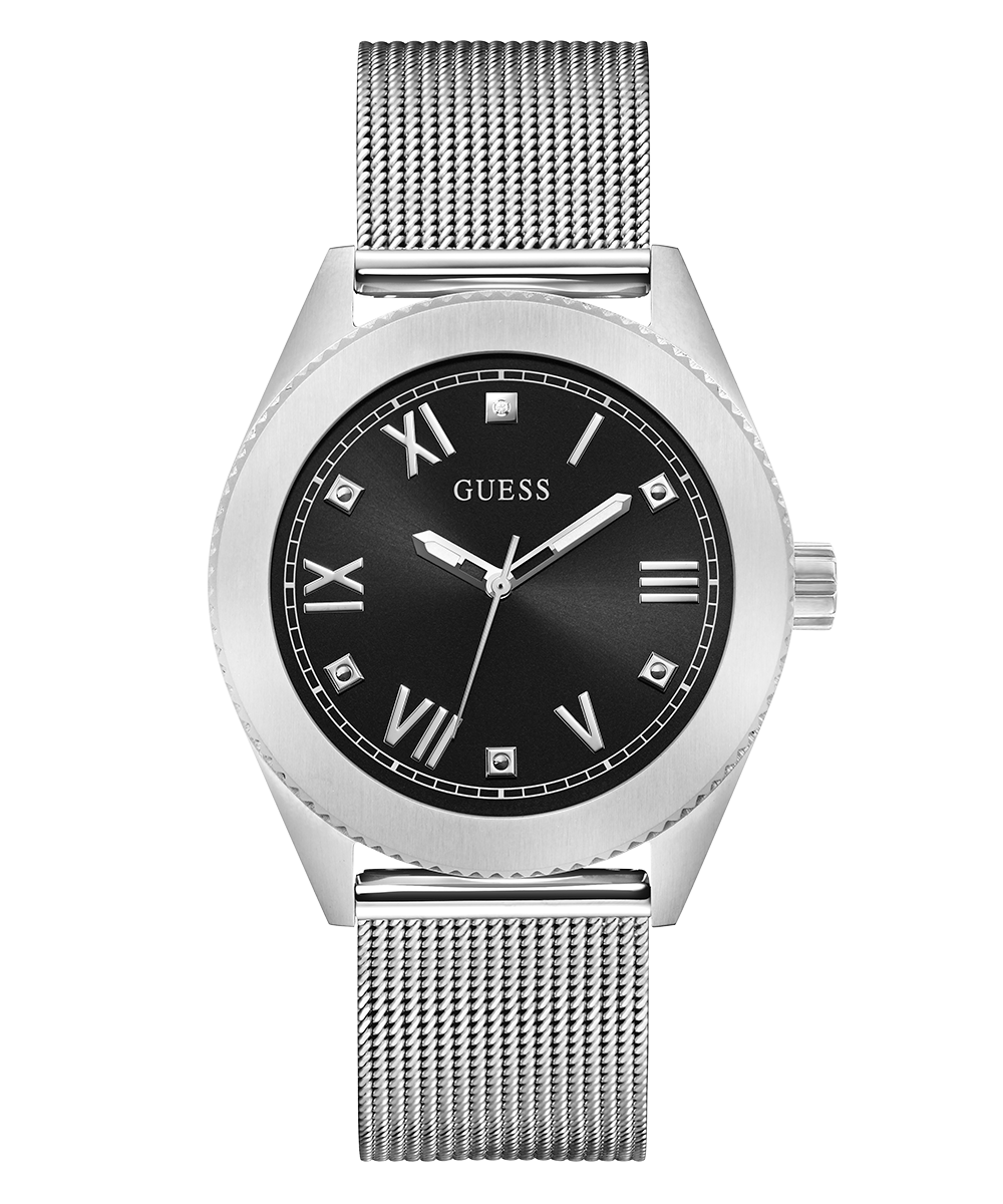 GUESS Mens Silver Tone Silver Analog Watch