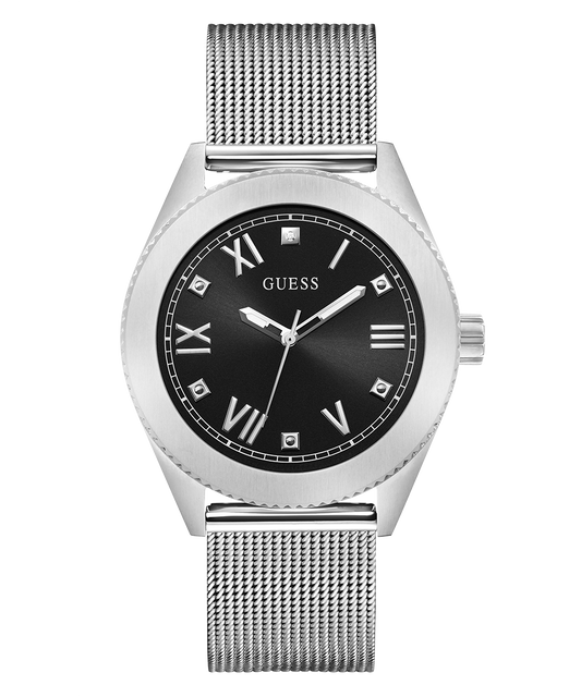 GUESS Mens Silver Tone Silver Analog Watch