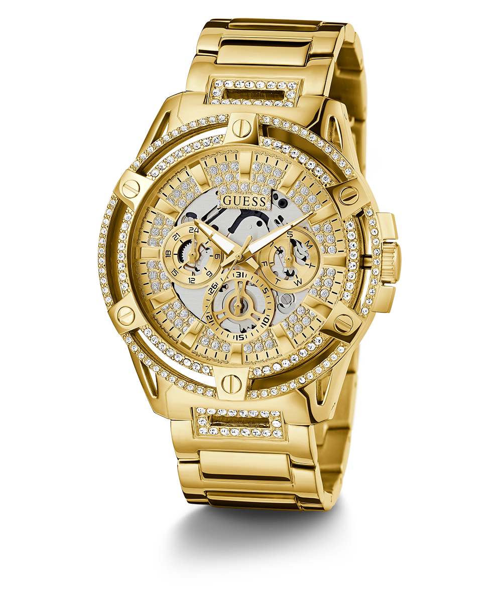 GUESS Mens Gold Tone Multi-function Watch