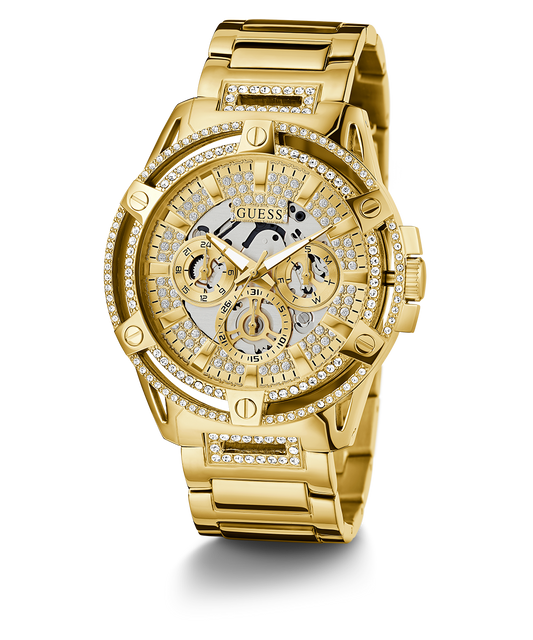 GUESS Mens Gold Tone Multi-function Watch