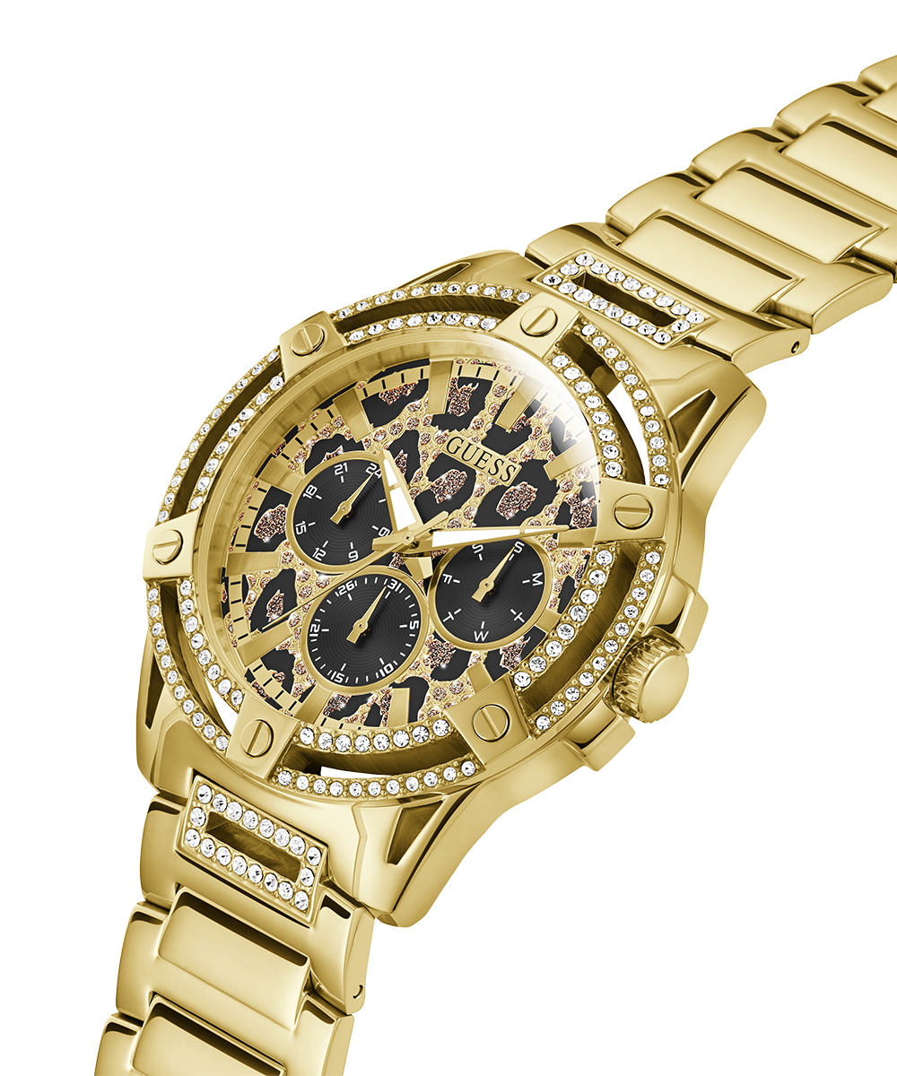 GUESS Mens Gold Tone Multi-function Watch