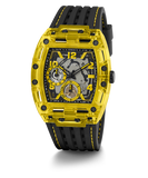 GUESS Mens Black Yellow Multi-function Watch