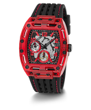 GUESS Mens Black Red Multi-function Watch