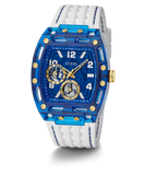 GUESS Mens White Blue Multi-function Watch