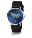 GUESS Mens Black Silver Tone Analog Watch