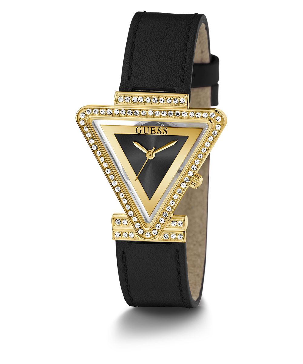 GUESS Ladies Black Gold Tone Analog Watch