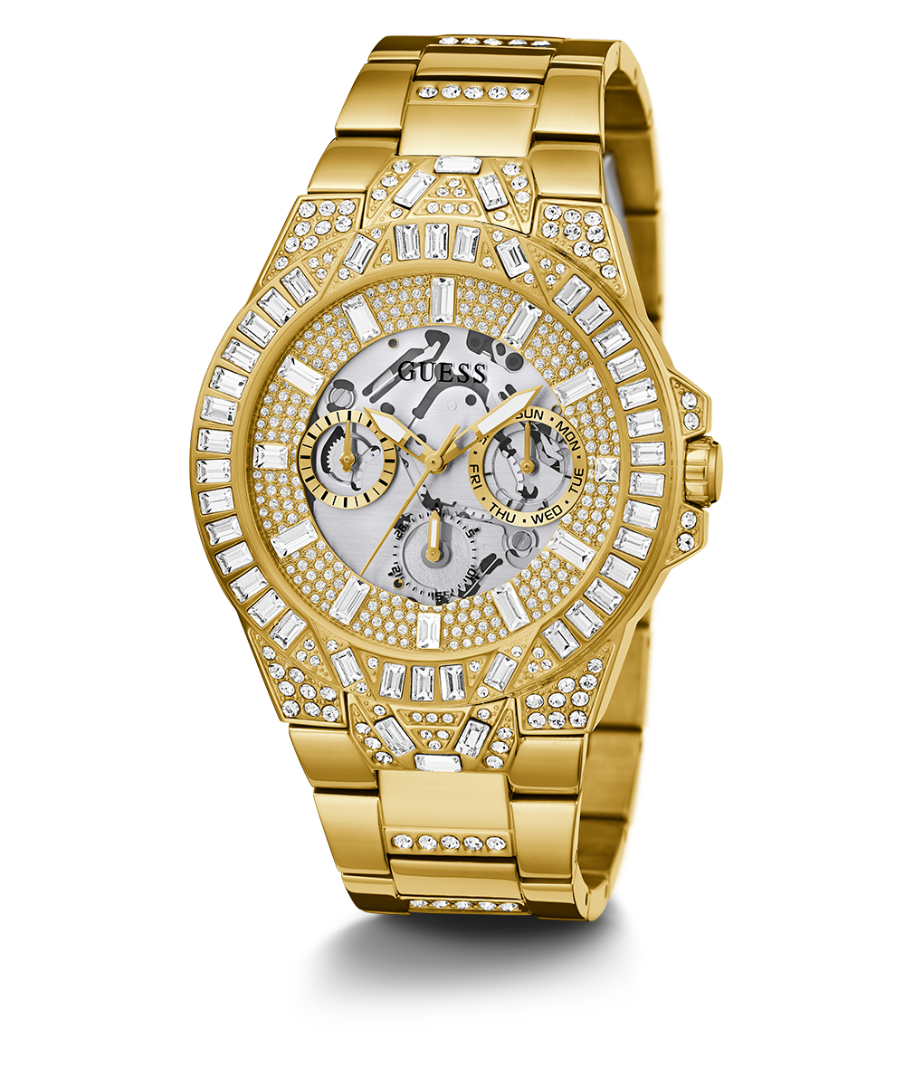 GUESS Mens Gold Tone Multi-function Watch