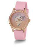 GUESS Ladies Pink Rose Gold Tone Analog Watch