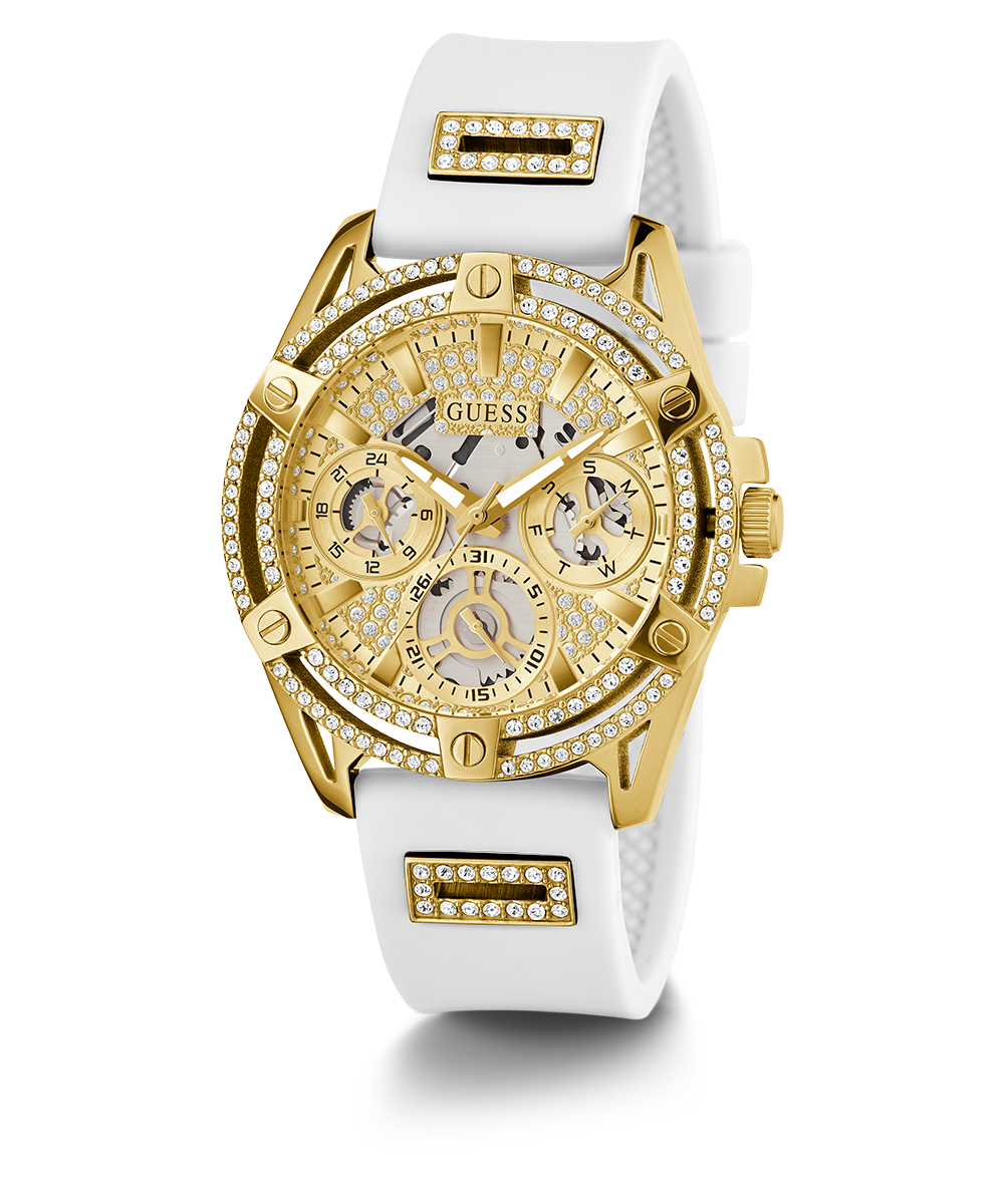 GUESS Ladies White Gold Tone Multi-function Watch