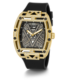 GUESS Mens Black Gold Tone Analog Watch