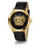GUESS Mens Black Gold Tone Analog Watch