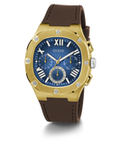 GUESS Mens Brown Gold Tone Multi-function Watch