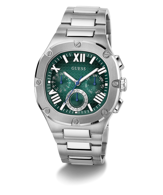 GUESS Mens Silver Tone Multi-function Watch