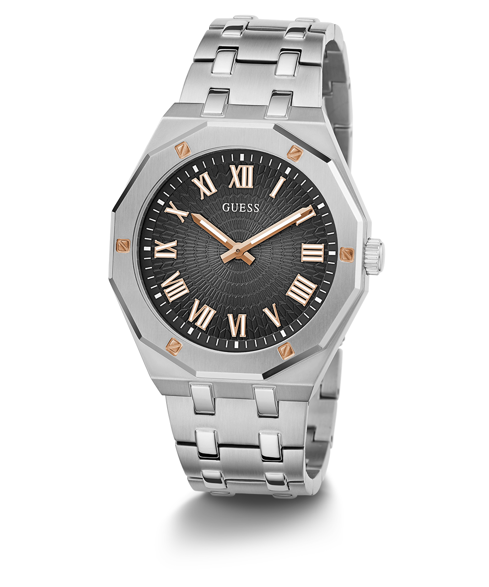 GUESS Mens Silver Tone Analog Watch