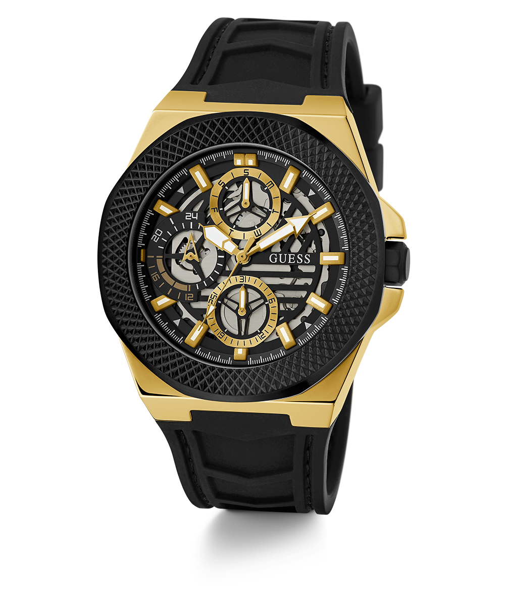 GUESS Mens Black 2-Tone Multi-function Watch