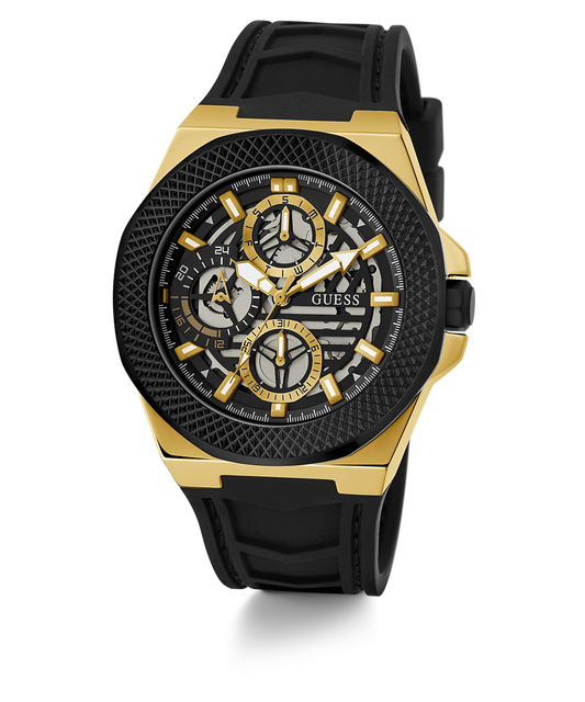 GUESS Mens Black 2-Tone Multi-function Watch