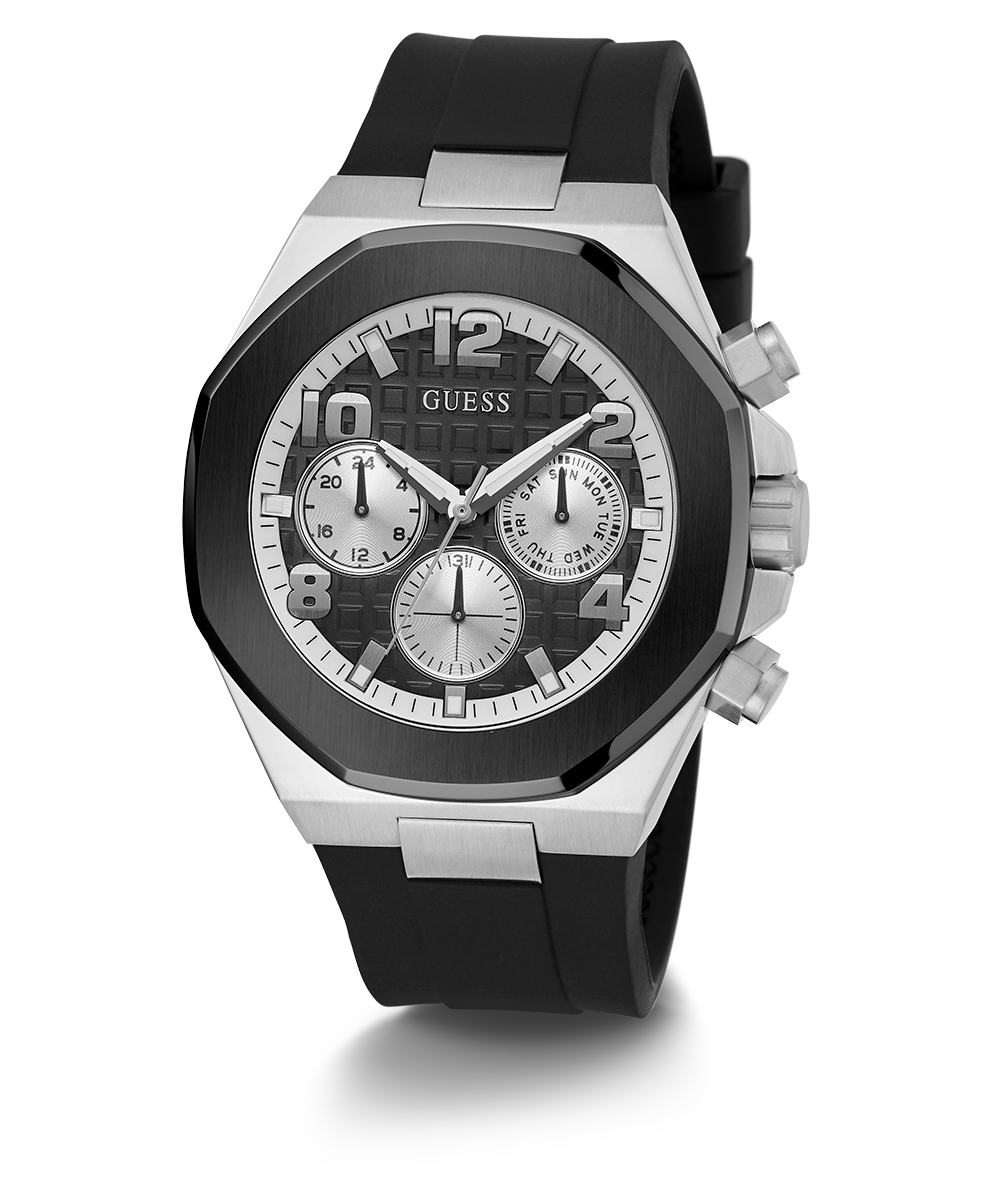 GUESS Mens Black 2-Tone Multi-function Watch