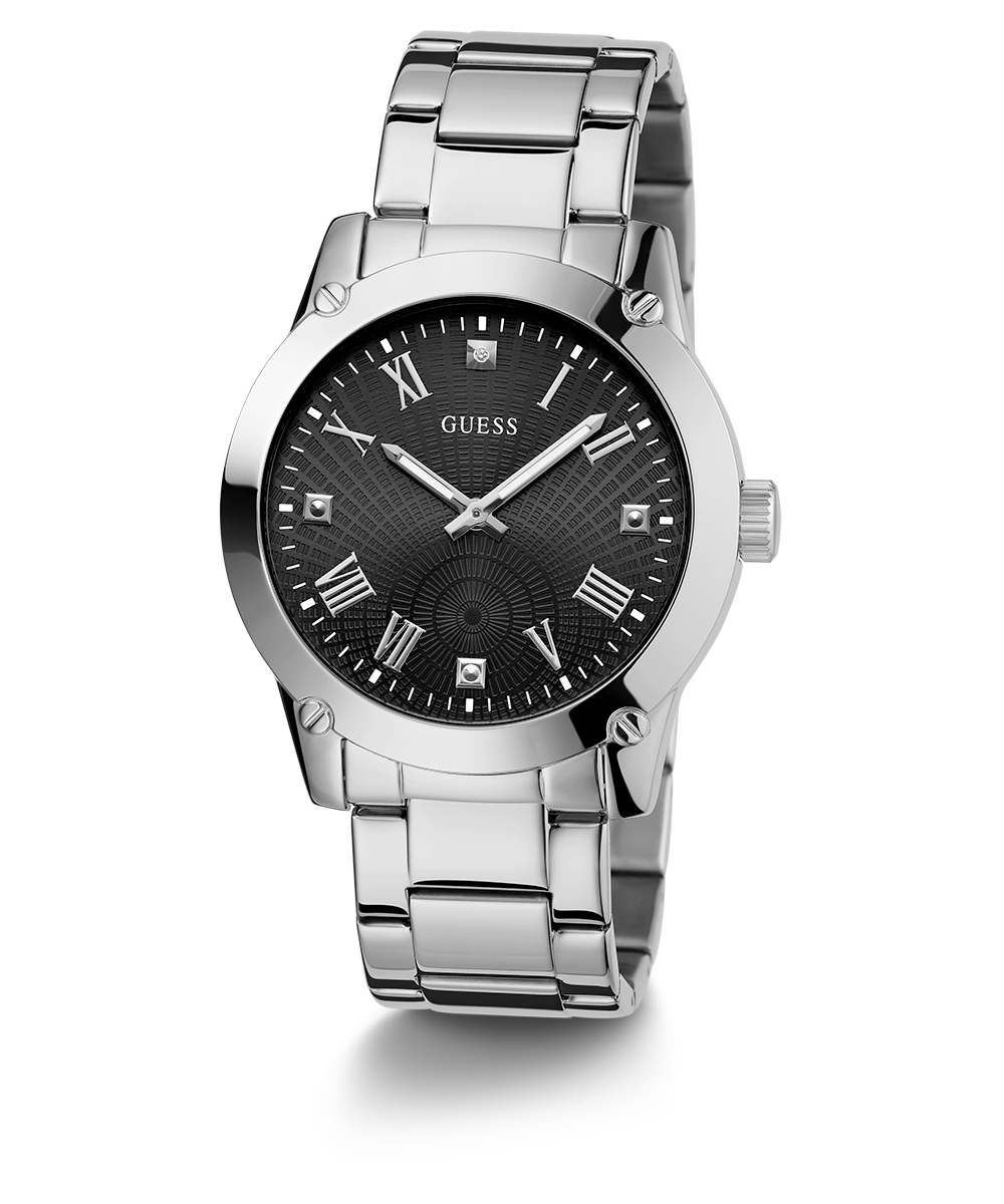 GUESS Mens Silver Tone Analog Watch