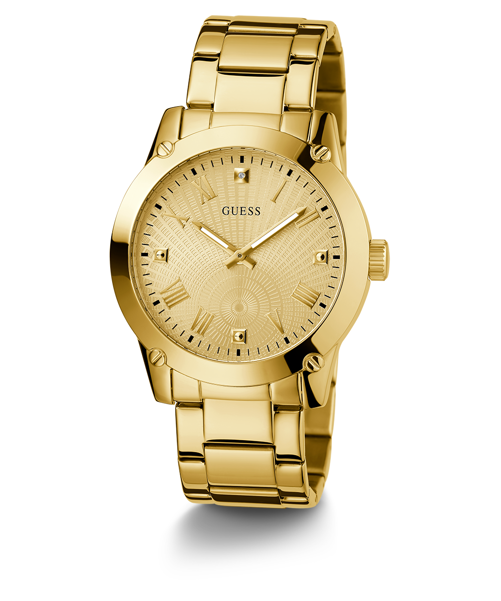 GUESS Mens Gold Tone Analog Watch