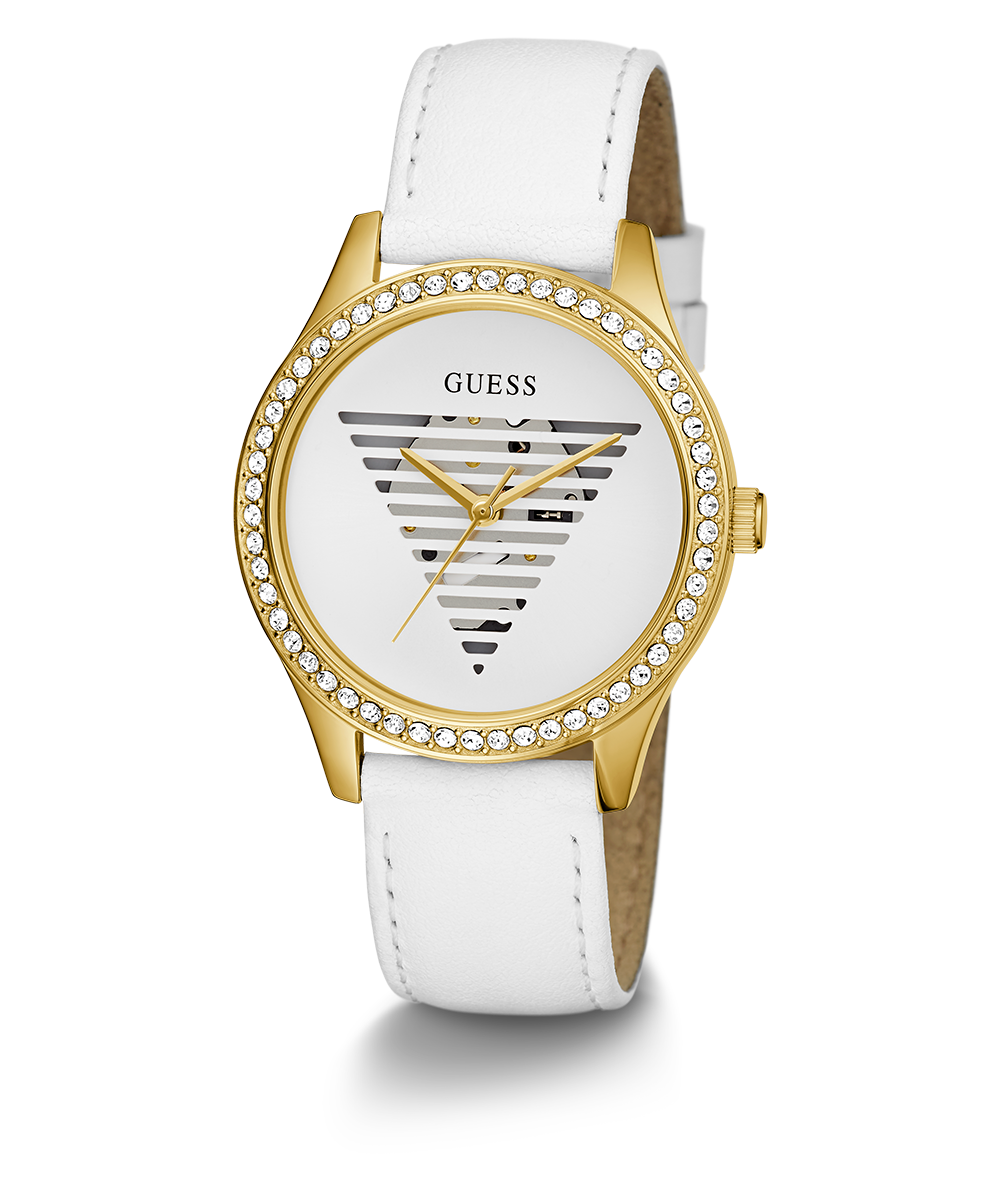 GUESS Ladies White Gold Tone Analog Watch