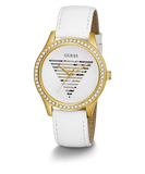 GUESS Ladies White Gold Tone Analog Watch