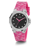 GUESS Ladies Pink Silver Tone Analog Watch