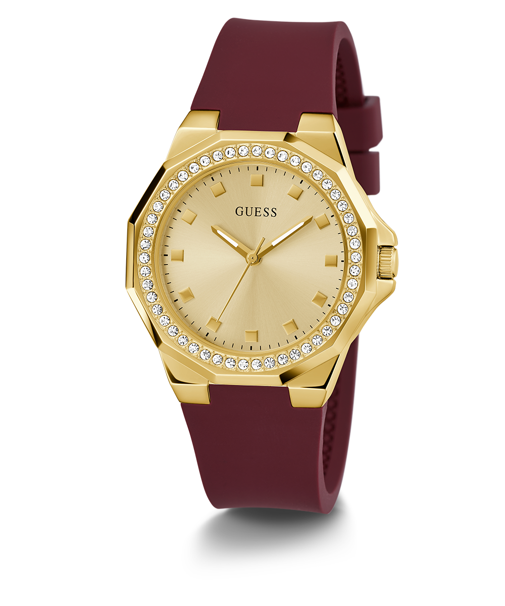 GUESS Ladies Red Gold Tone Analog Watch