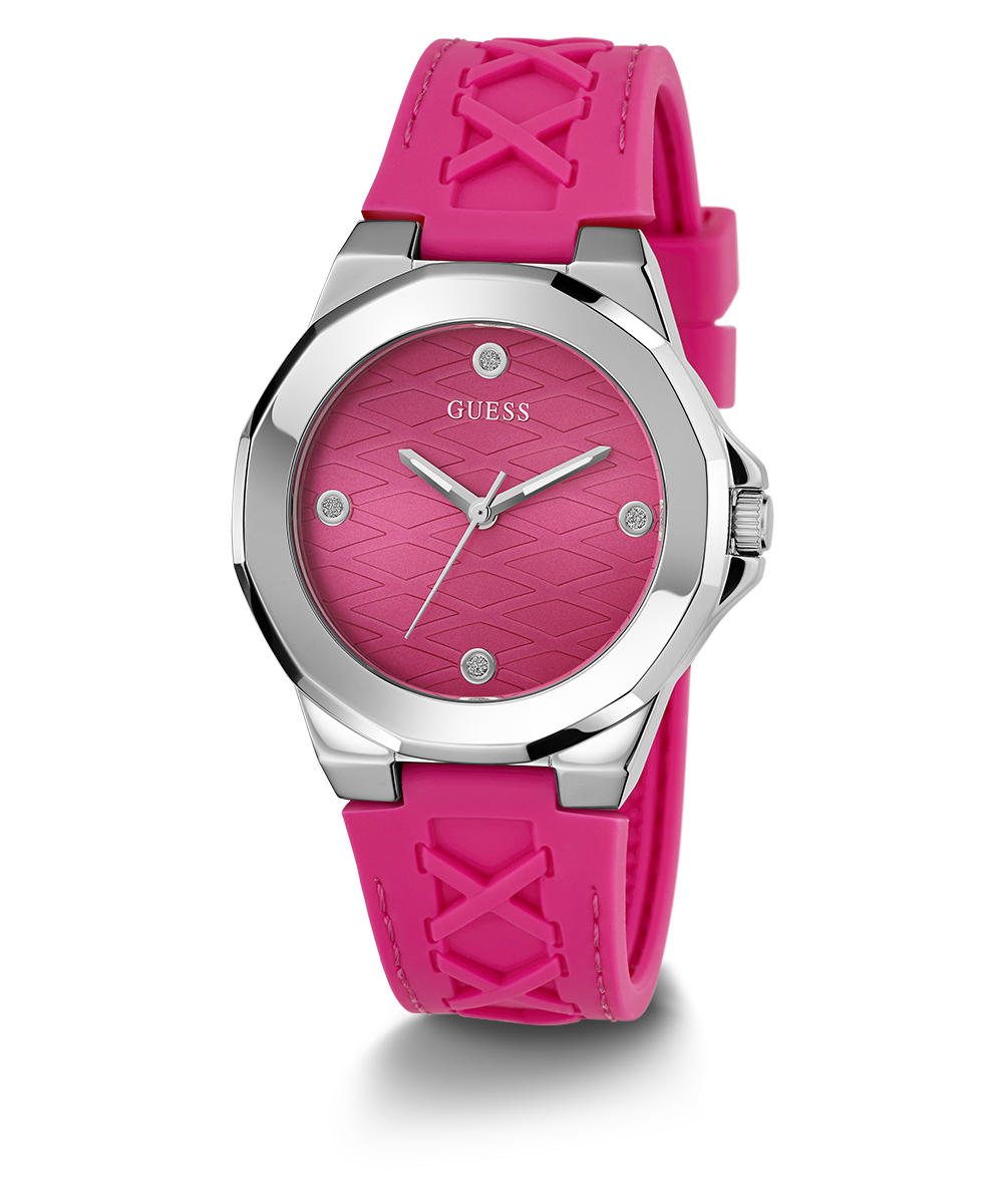 GUESS Ladies Pink Silver Analog Watch