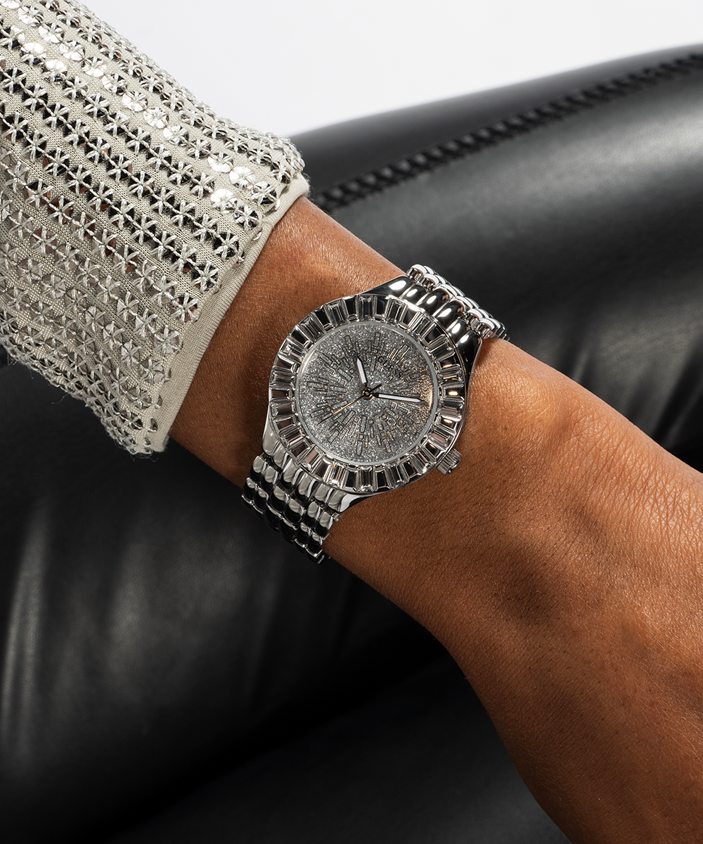 GUESS Ladies Silver Tone Analog Watch