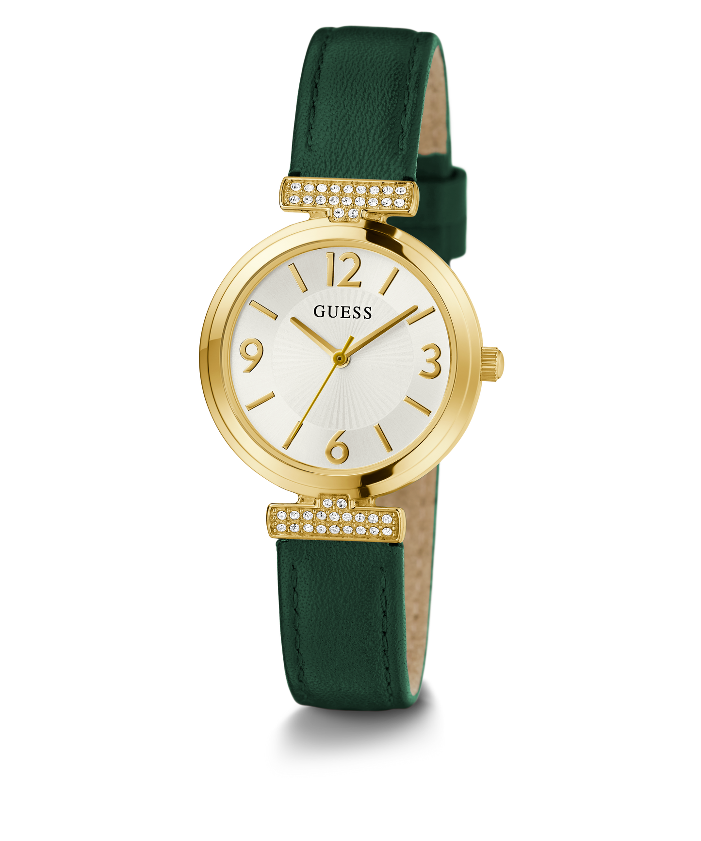 GUESS Ladies Green Gold Tone Analog Watch