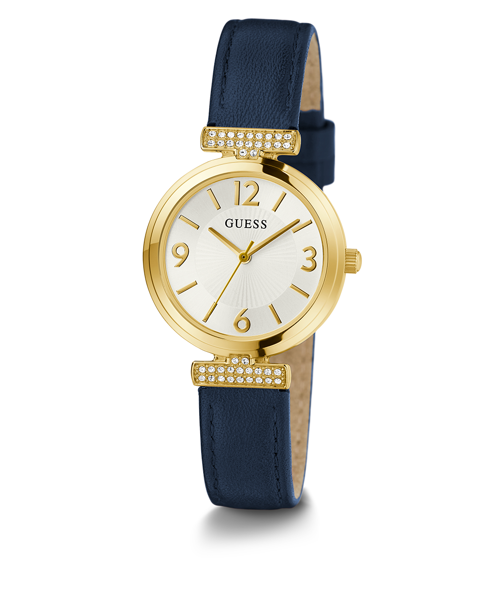 GUESS Ladies Blue Gold Tone Analog Watch