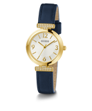 GUESS Ladies Blue Gold Tone Analog Watch