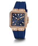 GUESS Ladies Blue Rose Gold Tone Multi-function Watch