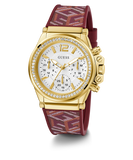 GUESS Ladies Red Gold Tone Multi-function Watch