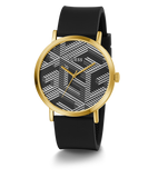 GUESS Mens Black Gold Tone Analog Watch