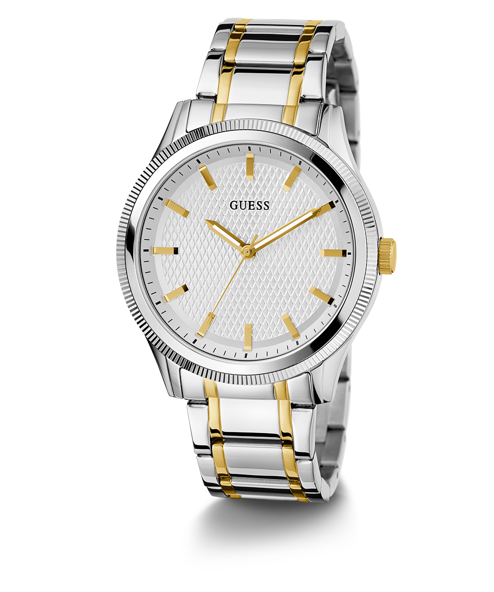 GUESS Mens 2-Tone Silver Analog Watch