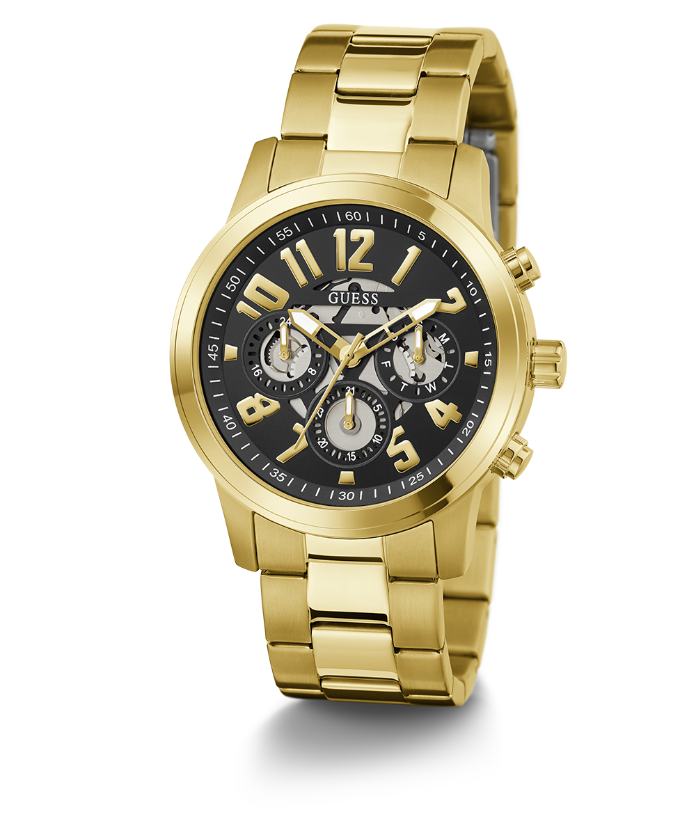 GUESS Mens Gold Tone Multi-function Watch