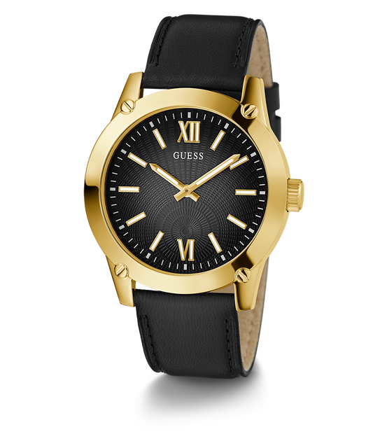 GUESS Mens Black Gold Analog Watch