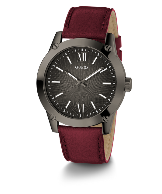 GUESS Mens Burgundy Gunmetal Analog Watch