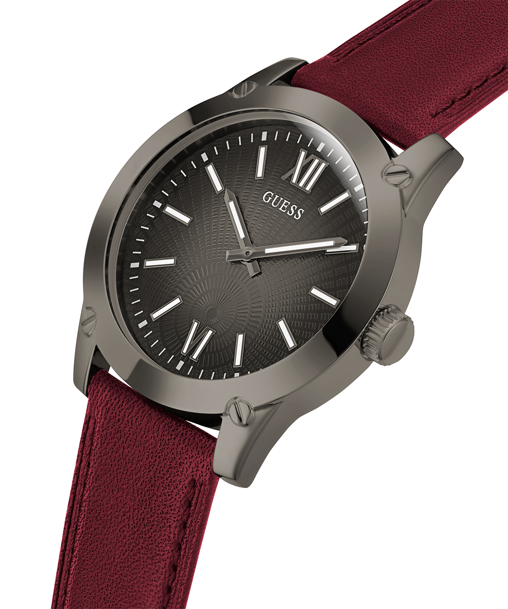 GUESS Mens Burgundy Gunmetal Analog Watch