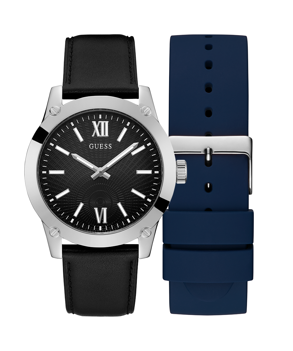 GUESS Mens Silver Tone Analog Watch Box Set