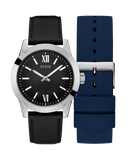 GUESS Mens Silver Tone Analog Watch Box Set