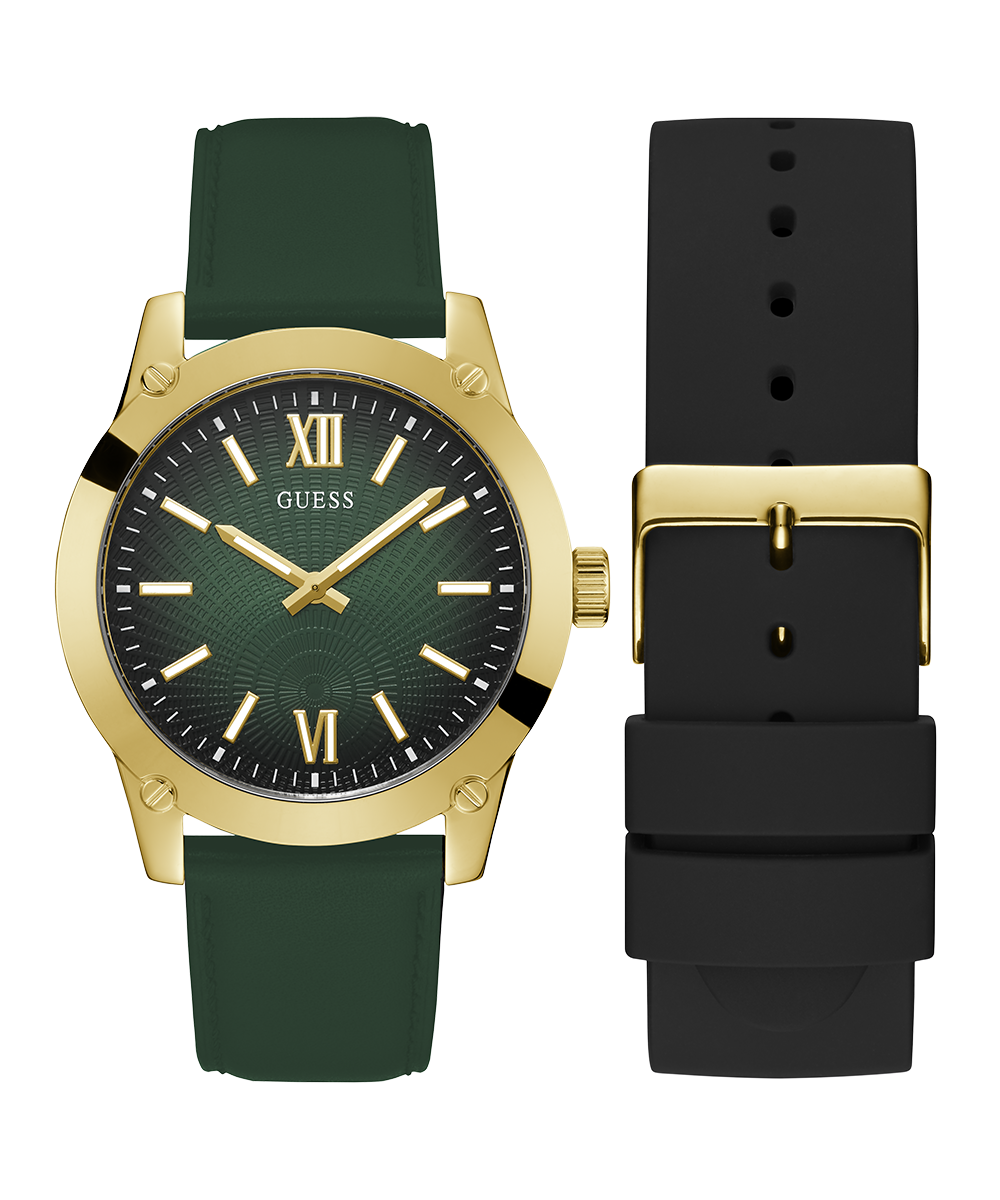 GUESS Mens Gold Tone Analog Watch Box Set